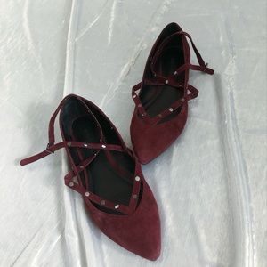 Rebecca Minkoff burgundy laceup flat